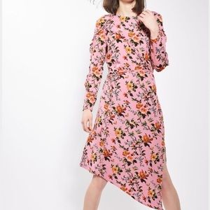 NWOT Topshop Asymmetric Floral Ruffle Dress